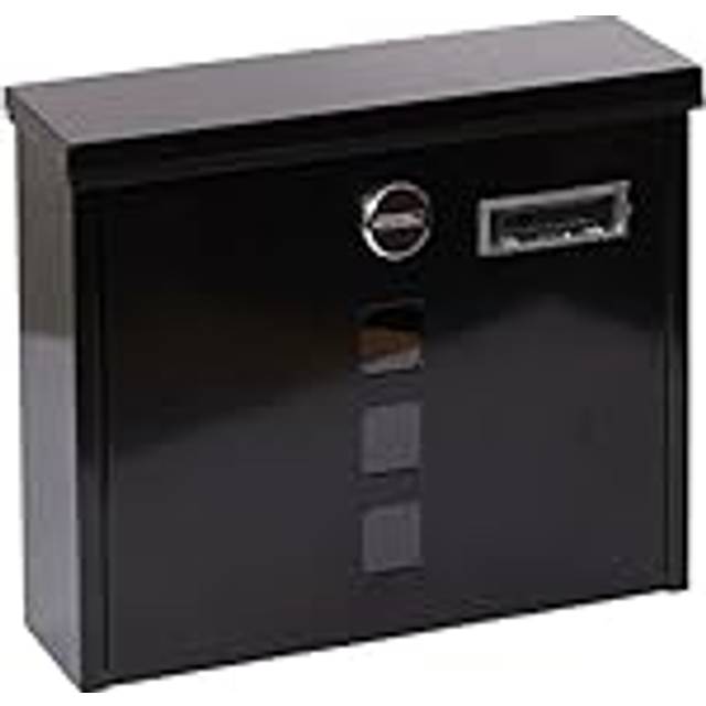 Chance E7104 Galvanised Steel Letter Box Size M (A4) with Protective Flaps for Slot and Lock, Post Box with Viewing Windows and Name Plate, Easy