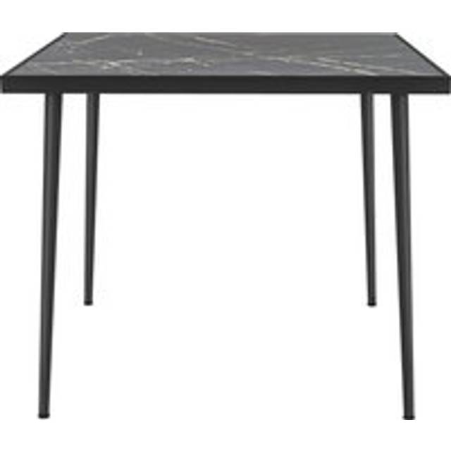 Outsunny Square Garden Table, Outdoor Dining Table For 4 With Marble Effect Tempered Glass Top And Steel Frame, Black