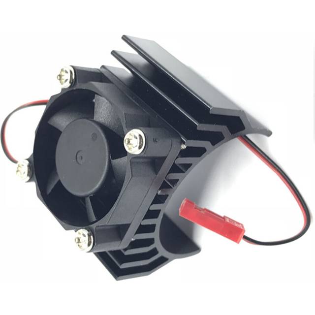 (Black) Alloy 540/550 Motor Heatsink Radiator Fan JST Connector for 1/8 1/10 RC Car Part