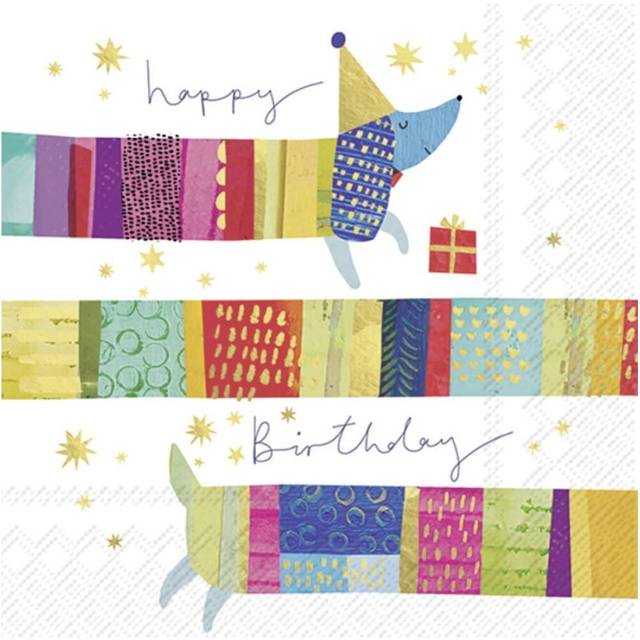 IHR Birthday Dog Party Print Cocktail Paper Napkins 20 Disposable 3-Ply