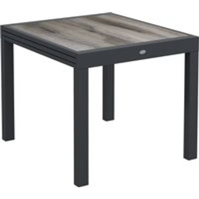 Outsunny Extending Garden Table, Outdoor Dining Table For 6, Aluminium Frame Patio Table W/ Plastic Board Tabletop,80/160l X 80w X 75h