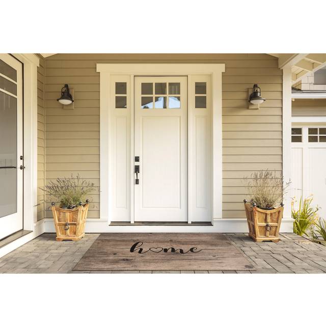 Home Wood W39 x L59 cm Non-Slip Outdoor Door Mat - Black;Brown (59cm W X 39cm L)