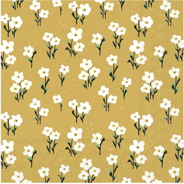IHR Cute Daisy Yellow Print Cocktail Paper Napkins 20 Disposable 3-Ply