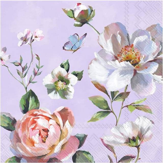 IHR Spring Flowers Lilac Print Cocktail Paper Napkins 20 Disposable 3-Ply