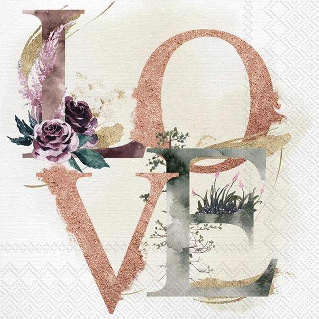 Ihr Romantic Love Floral Print Cocktail Paper Napkins 20-pack Disposable 3-ply