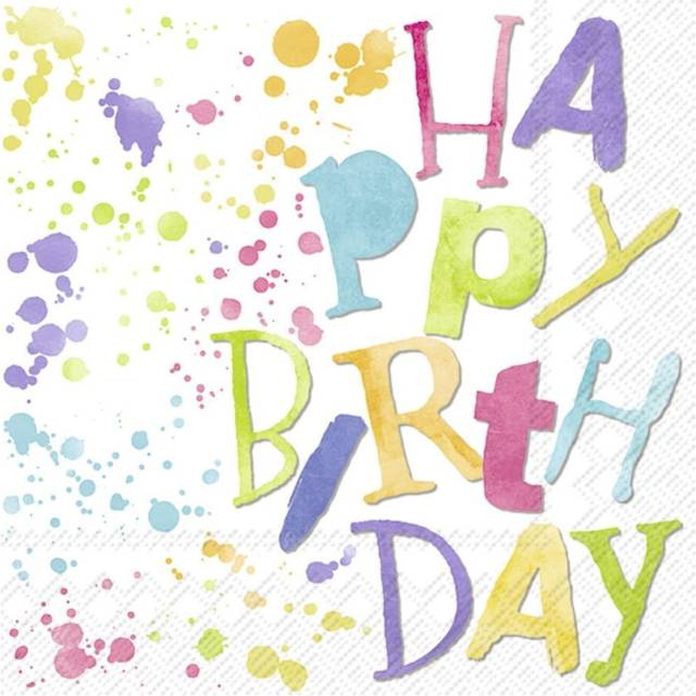 IHR Birthday Party Paint Print Cocktail Paper Napkins 20 Disposable 3-Ply