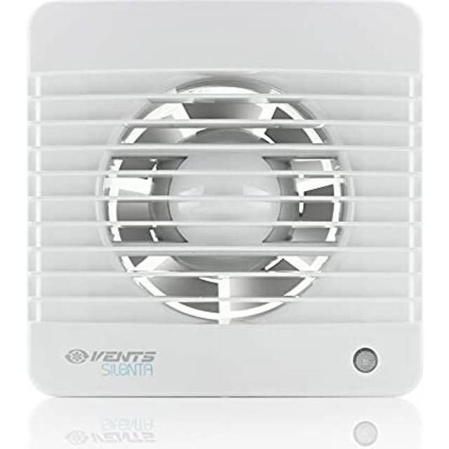 "Vents Silent 100mm (4"" inch) Bathroom Extractor Fan, Pull Cord & Timer, Energy Saving and Quiet - Universal White Shower Wall Ceiling Mounted kitchen"