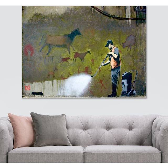 Banksy Power Washer - Wrapped Canvas Art Print (84cm H x 120cm W x 4cm D)
