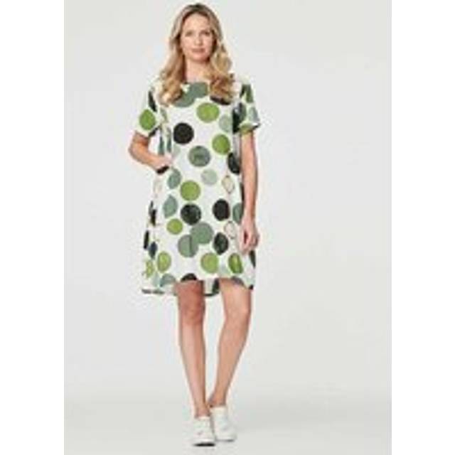Polka Dot Relaxed Tunic Dress - Green - Size 10 - Izabel London