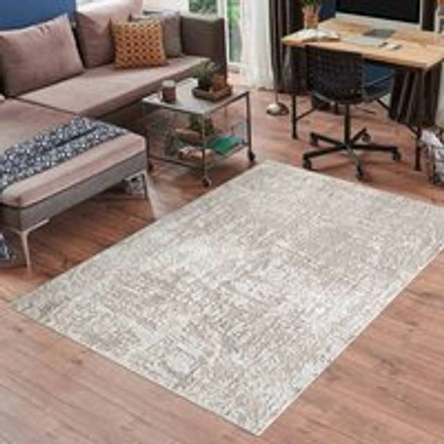 Serenity Modern Abstract Lines Area Rug - Contemporary Style for Living Room, Bedroom or Hallway - Stone - 60cm x 220cm