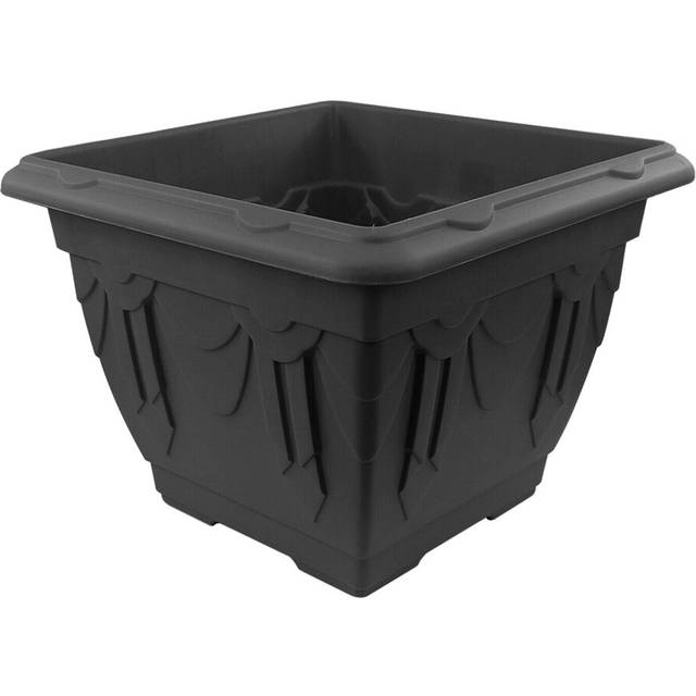 (Black, 1) XL Garden Patio Planters Venetian Flower Bulb Pots Raised Porch Balcony Terrace