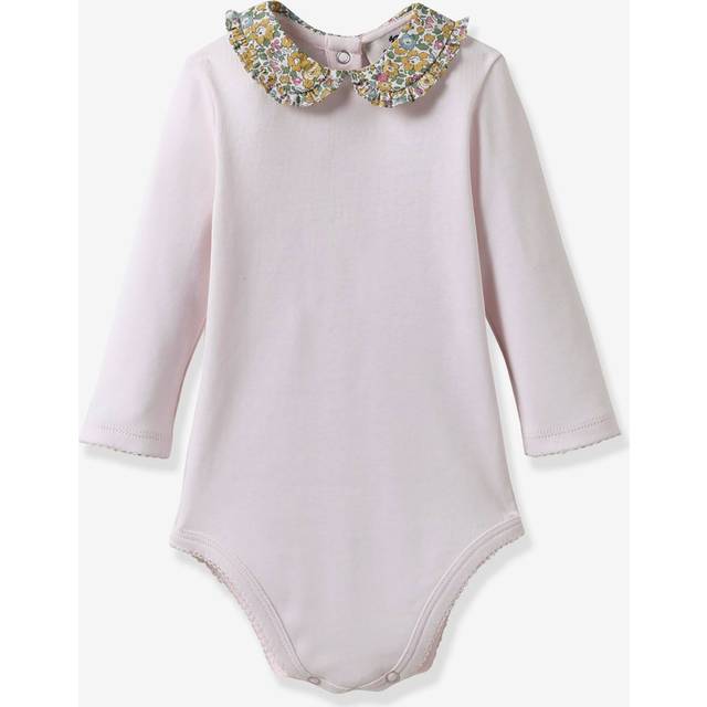 Bodysuit in Organic Cotton with Liberty Fabric Collar for Babies, by CYRILLUS yellow