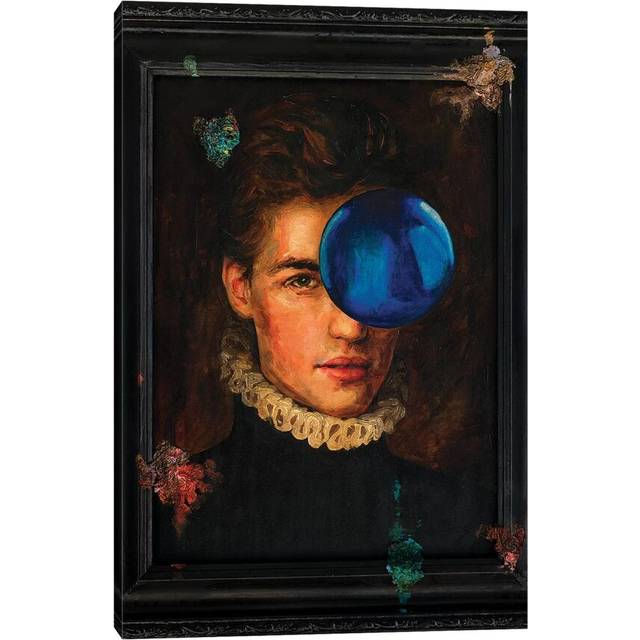 Gothic Portrait with a Blue Ball by Oleksandr Balbyshev - Painting Print on Canvas - Wrapped Canvas (20.32 cm H x 30.48 cm W)
