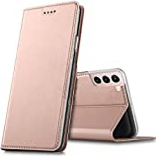 Verco mobilfodral för Samsung Galaxy S21, Premium bokväska flip fodral för Samsung S21 skal plånboksfodral pu läderväska [integrerad magnet], Rosa