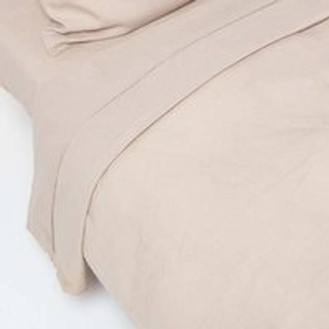 Homescapes French Flax Linen & Luxury Cotton King Flat Sheet, Natural, OEKO-TEX Certified, Machine Washable, 180 GSM