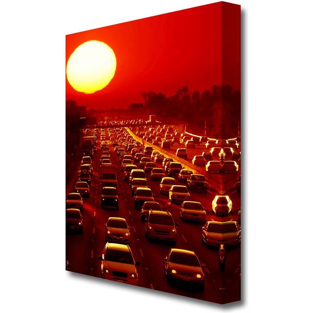 Los Angeles Highway Sun Blaze - Wrapped Canvas Photograph Print (142.2 cm H x 101.6 cm W)
