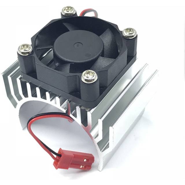 (Silver) Alloy 540/550 Motor Heatsink Radiator Fan JST Connector for 1/8 1/10 RC Car Part