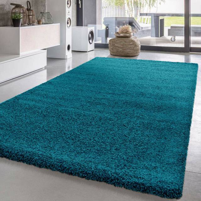 (Teal, 60cm x 110cm) Soft Shaggy VERONA Rug Living Room Bedroom Carpet Hallway Runner Non Shed Pile