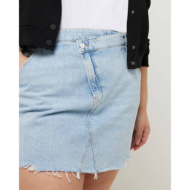 River Island Womens Plus Blue Asymmetric Denim Mini Skirt - 24