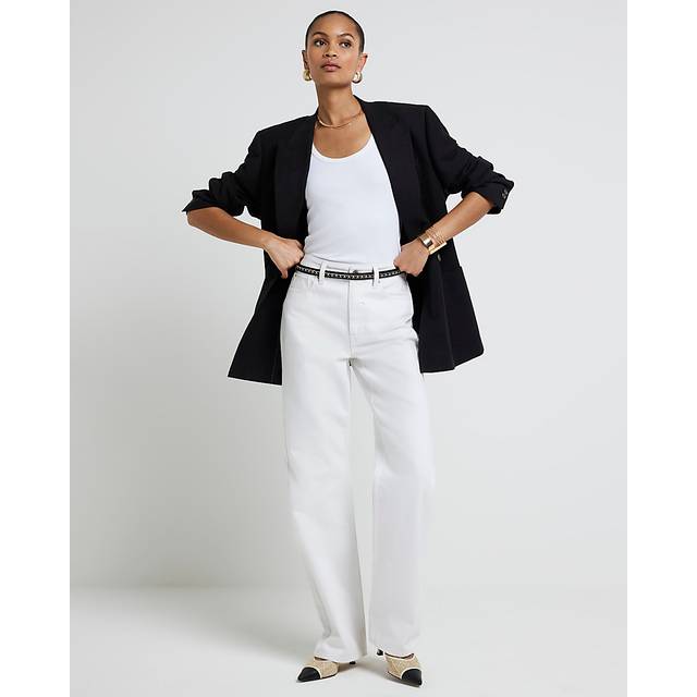 River Island Womens White High Waisted Relaxed Straight Jeans - 10R