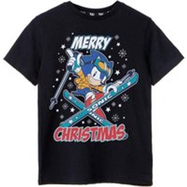 (3-4 Years, Black) Sonic The Hedgehog Boys Merry Christmas T-Shirt