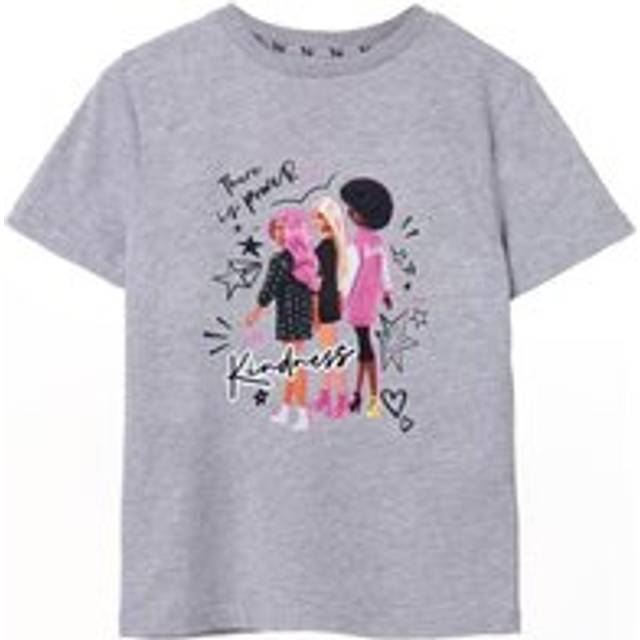 (3-4 Years, Grey) Barbie Girls There Is Power In Kindness Pose Marl Short-Sleeved T-Shirt