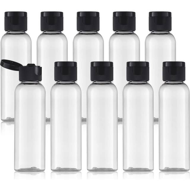 Tekson Travel Bottles Empty 2oz (10 PCS)  Plastic Travel Size Cosmetic Container  TSA Amber Squeeze Bottle for Shampoo  Conditioner (Flip Cap)