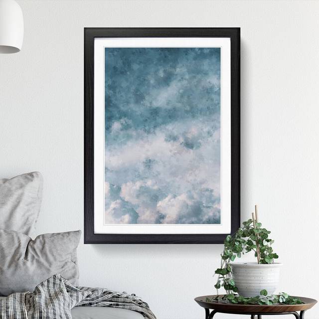 Airplane Flying Through the Clouds - Picture Frame Graphic Art - Black Framed (65cm H x 48cm W x 2cm D)