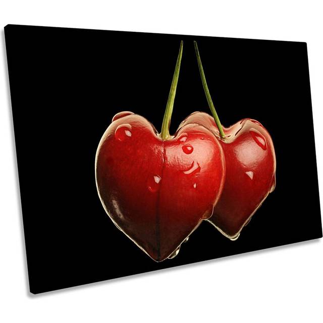 Cherry Heart Kitchen Fruit CANVAS WALL ART Framed Print (50.8cm H x 76.2cm W x 2cm D)