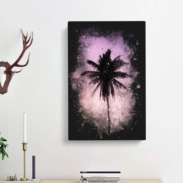 Summer Palm Tree - Wrapped Canvas Painting Print (50cm H x 35cm W x 3cm D)