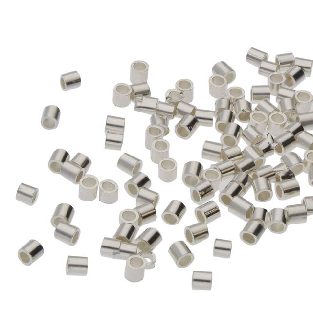 The Beadsmith Tube crimp Beads  2 x 2mm  100 Pieces  Silver color  Uniform cylindrical Shape  No Sharp Edges  Designed to Secure The Ends of Jewelry S