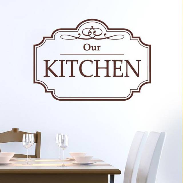 Classic Our Kitchen Sign Wall Sticker - Aqua Green (Large)