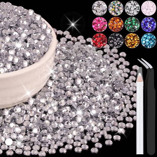 6000PCS 4mm Resin Rhinestones Bulk for Crafting (Clear)  Flatback Bedazzling Crystals for Crafts DIY Nail Decoration  Gems Charms for Tumbler Shoes Cl