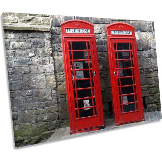 London City Telephone Boxes - Wrapped Canvas Photograph (61cm H x 91.4cm W x 4cm D)