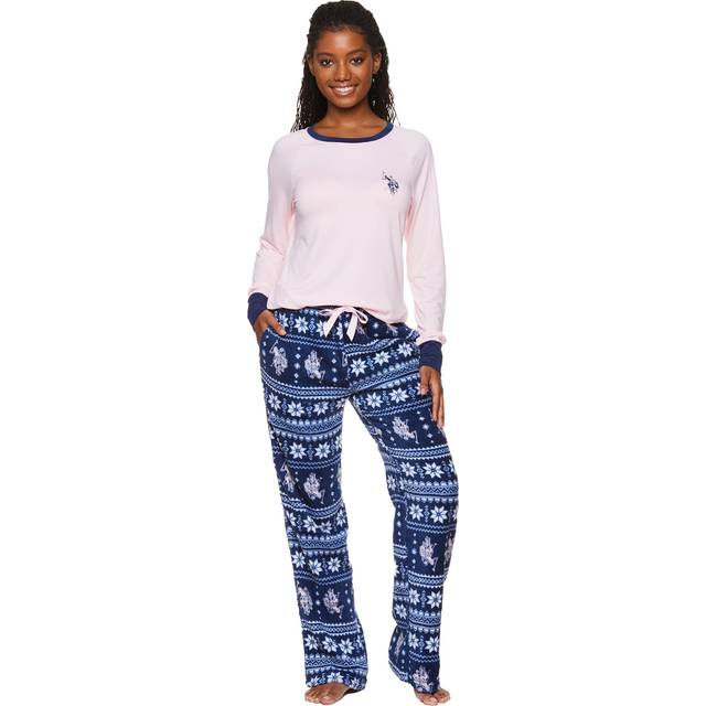 U.S. Polo Assn. Womens Pajama Sets  Plush Pajama Sets for Women 2 Piece  Womens PJs Sets (Light Pink  Medium)