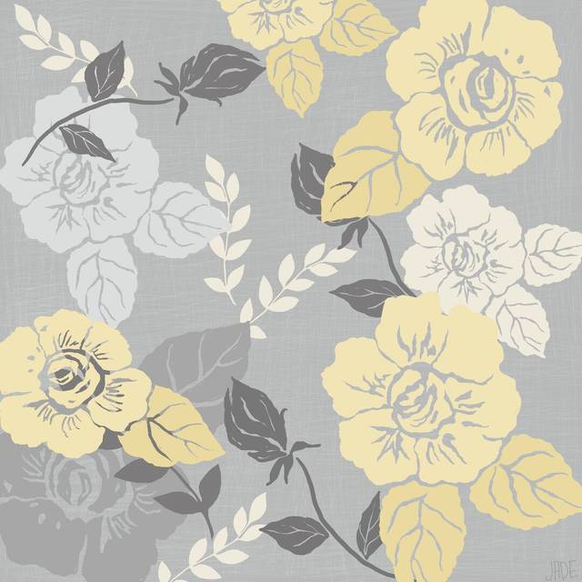 Yellow Roses on Grey II by Jade Reynolds - Wrapped Canvas Painting (30cm H x 30cm W)