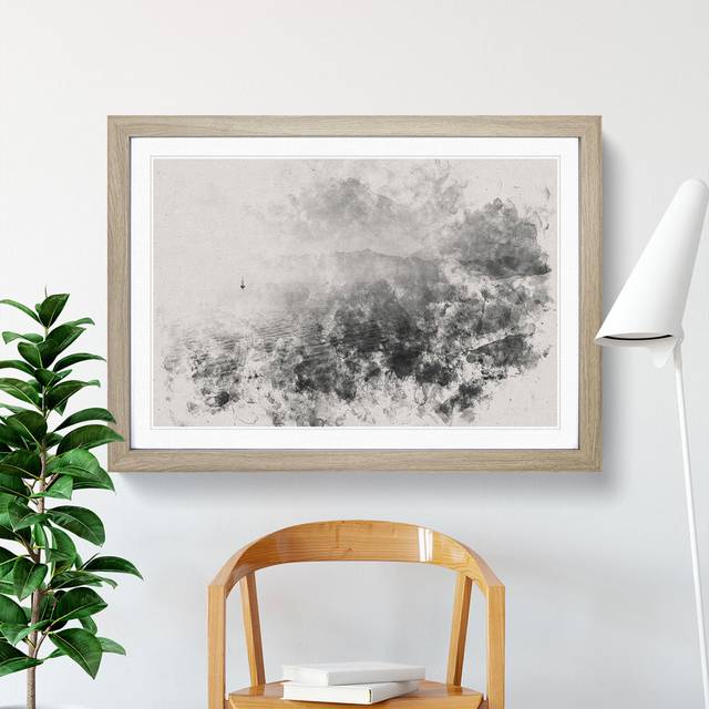Sailing Boat Vol.2 Watercolour - Picture Frame Graphic Art - Oak Framed (27cm H x 36cm W x 2cm D)