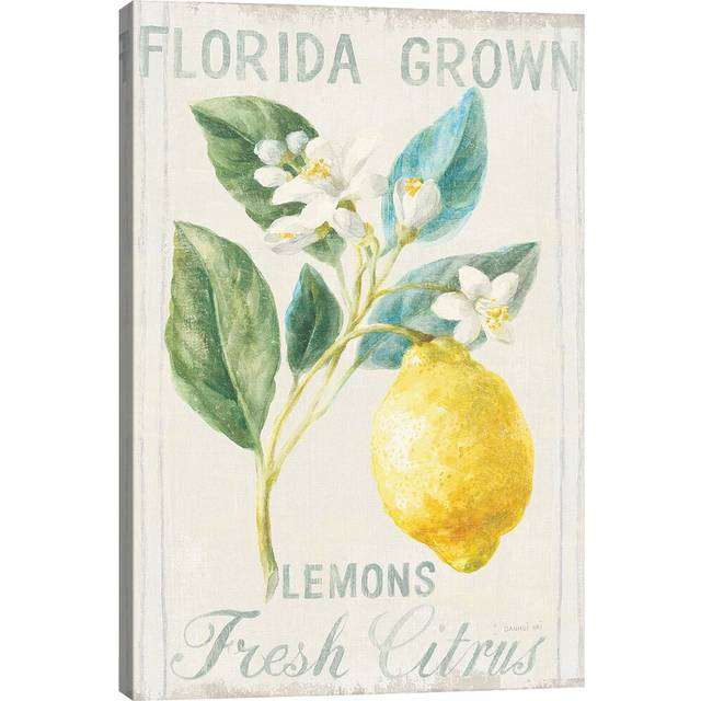 &#39;Floursack Lemon I&#39; Painting Print on Wrapped Canvas (101.6cm H x 66.04cm W x 1.91cm D)
