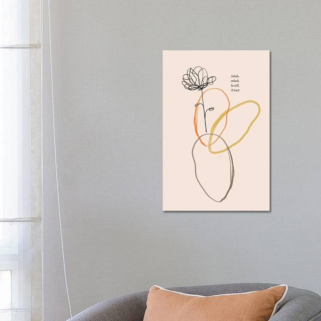 Inhale Exhale Flower Doodle - Wrapped Canvas Painting (66.04cm H x 45.72cm W x 1.91cm D)