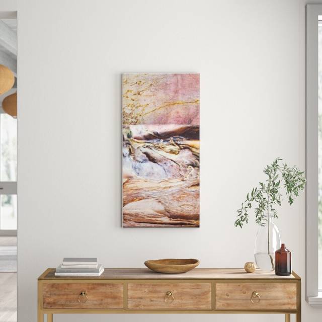 'Paper Screen 7' by Gill Cohn Art Print Wrapped on Canvas - Brown;Yellow;Pink (102cm H x 51cm W x 3.8cm D)