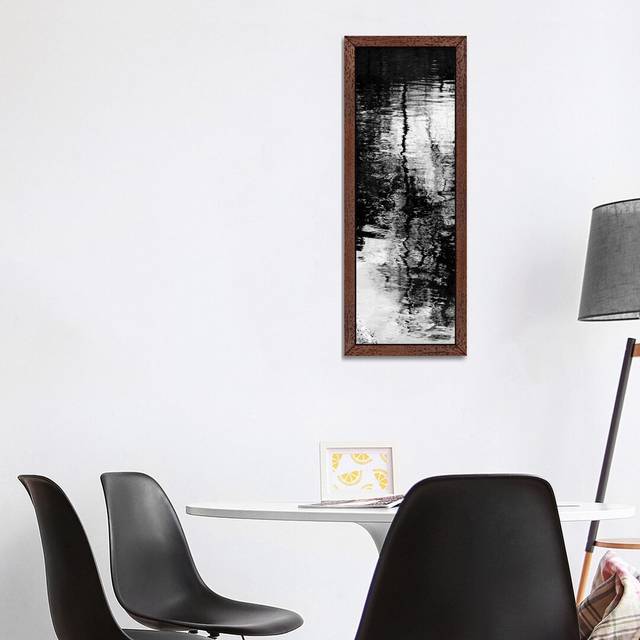 &#39;Reflecting Triptych II&#39; by Michael Barrett - Floater Frame Panoramic Painting Print on Canvas - Brown Framed (152.4cm H x 50.8cm W x 3.81cm D)