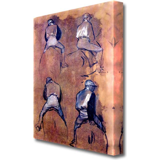 'Four Studies of Jockeys' by Edgar Degas Painting Print on Wrapped Canvas (101.6 cm H x 66 cm W)