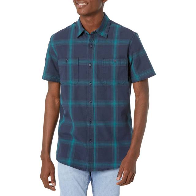 Amazon Essentials Mens Short-Sleeve chambray Shirt  Navy  gradient Str