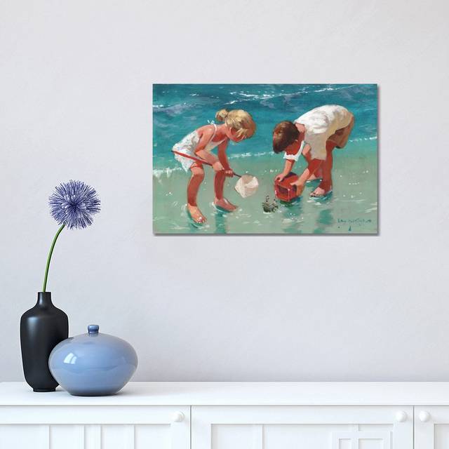 Kids and Crab by John Haskins - Wrapped Canvas Wrapped Canvas (30.48 cm H x 45.72 cm W)