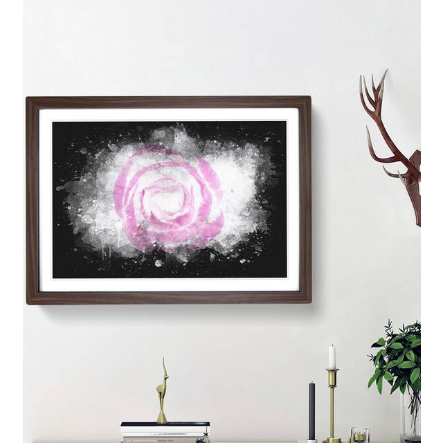 Pink Lisianthus Flower - Picture Frame Graphic Art Print - Walnut Framed (62cm H x 87cm W x 2cm D)