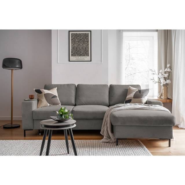 Lofty Lilly 4 seater Corner Sofa Bed - Light Grey (84cm H X 236cm W X 148cm D)