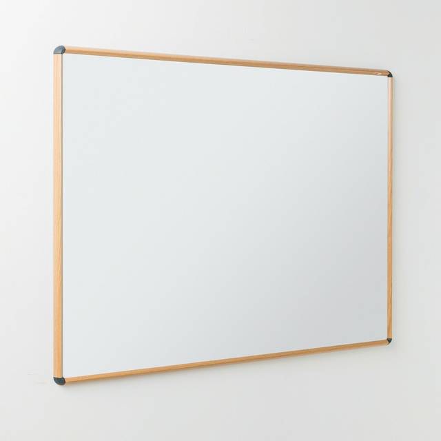 Shield Design Wood Effect Wall Mounted Magnetic Whiteboard (120cm H x 90cm W)
