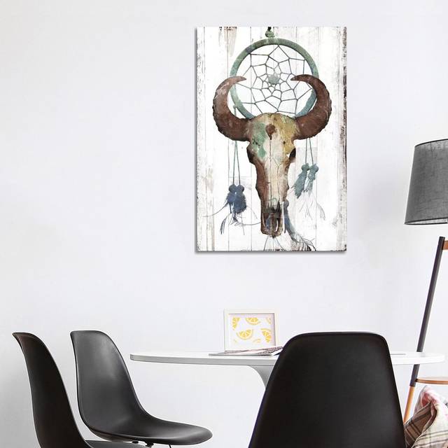 Bull with Dreamcatcher by Jace Grey - Wrapped Canvas Graphic Art (101.6cm H x 66.04cm W x 3.81cm D)