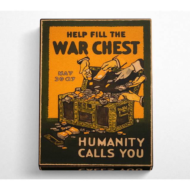 War Chest - Wrapped Canvas Art Prints - Black;Yellow;Multicolour (66cm H x 106.6cm W)