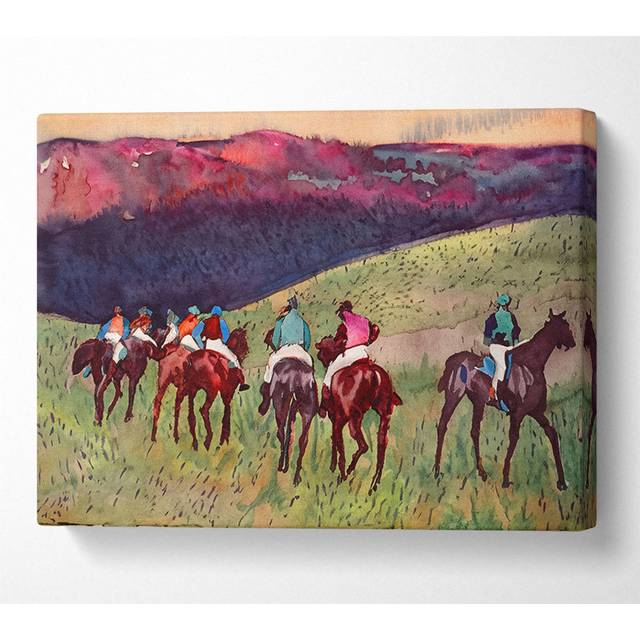 Degas Horse Racing -The Training - Wrapped Canvas Art Prints - Multicolour (35.6cm H x 50.8cm W x 10cm D)